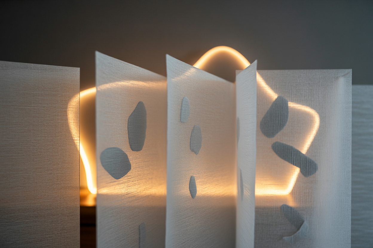 Translucent vellum panels with silhouettes